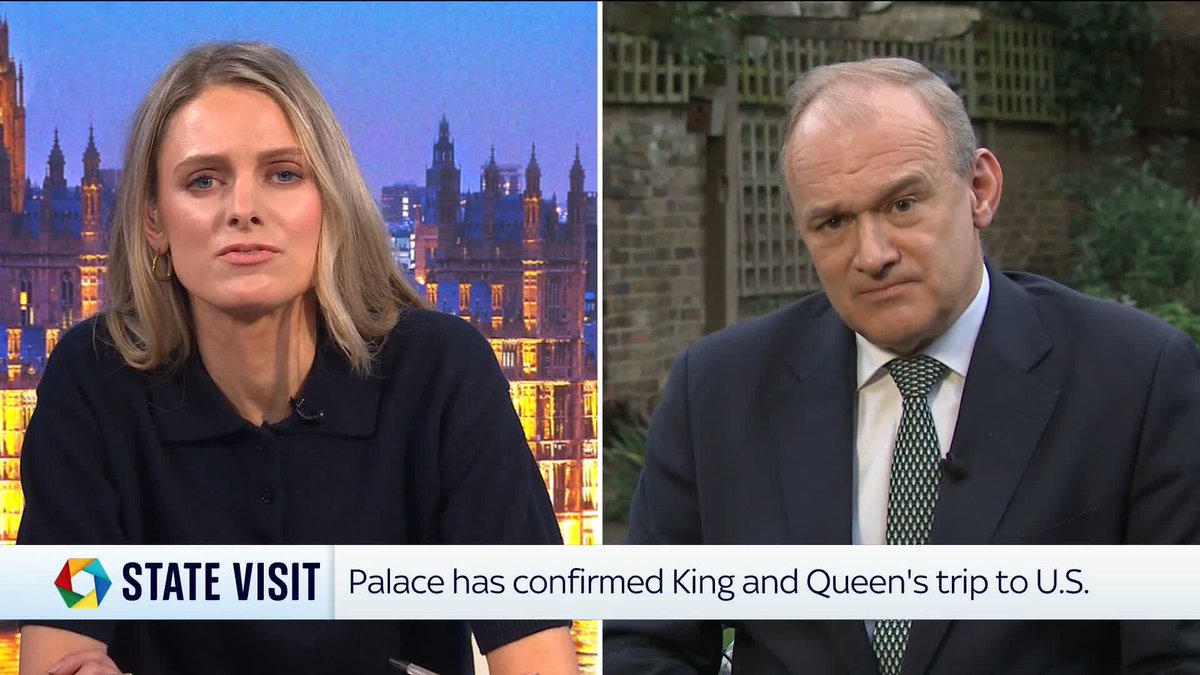 The UK "shouldn't be rewarding Donald Trump" with a state visit by the King to the U.S. because Trump has "insulted our country and our troops", Lib Dem leader Sir Ed Davey tells Sky's Ali Fortescue. Politics latest 🔗 📺 Sky 501 and YouTube