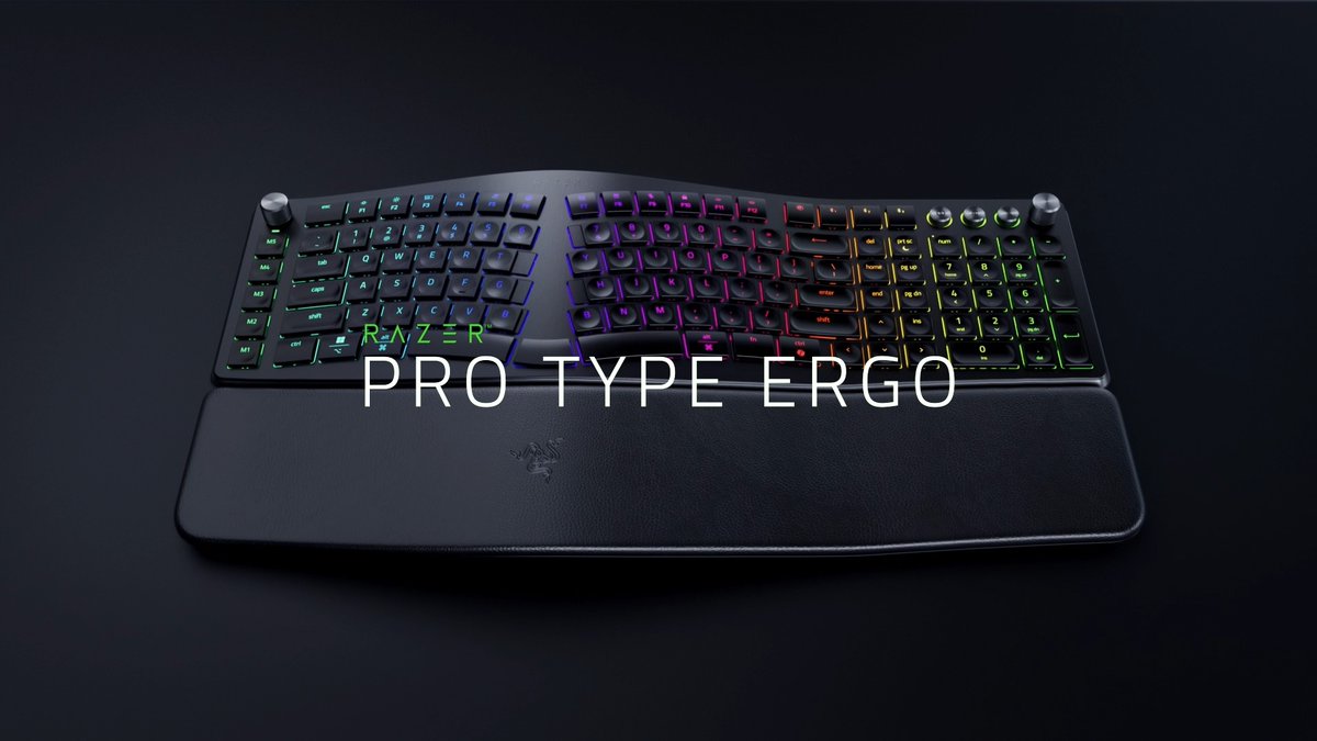 Experience typing at its most natural with the Razer Pro Type Ergo: Work comfortably on a full-size split ergonomic keyboard designed to support your hands’ natural resting position, designed to reduce wrist strain as you type. Ultra low-profile, fingertip-shaped keycaps provide more consistent contact with every keystroke, while a fully adjustable typing angle lets you set up your workspace the way it feels right for you.