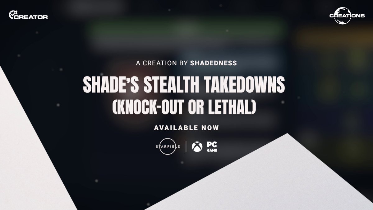 If stealth is your thing, Shade's Stealth Takedowns is the Creation for you. Level up the new "Takedowns" skill in the skill tree to make sneaking up on your enemies even more rewarding! Available now for free in the Creations menu: