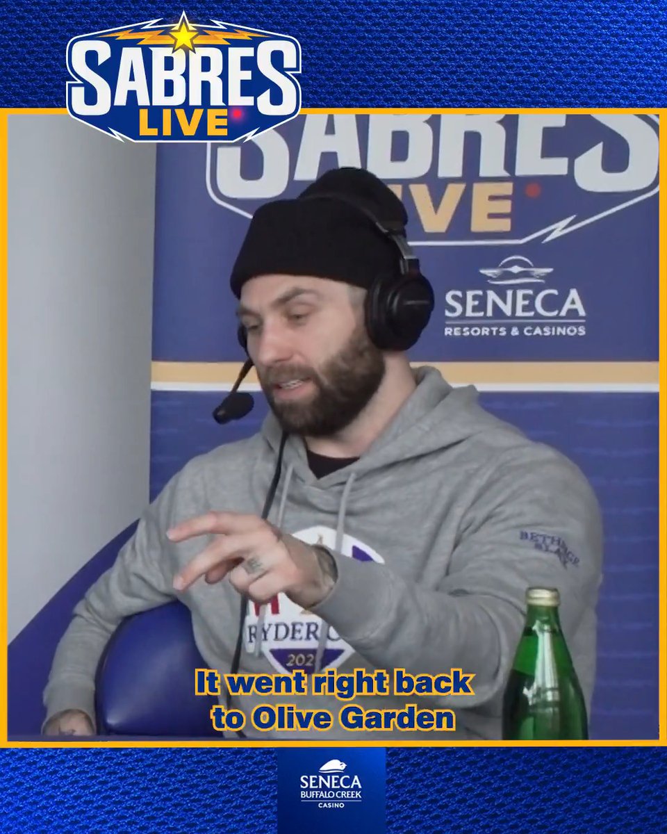 "I've had a lot of years of Olive Garden, and I've loved every minute of it" Olive Garden - you might want to hook up your boy! 😂 Watch Zuck's full chat from today's Sabres Live ➡️