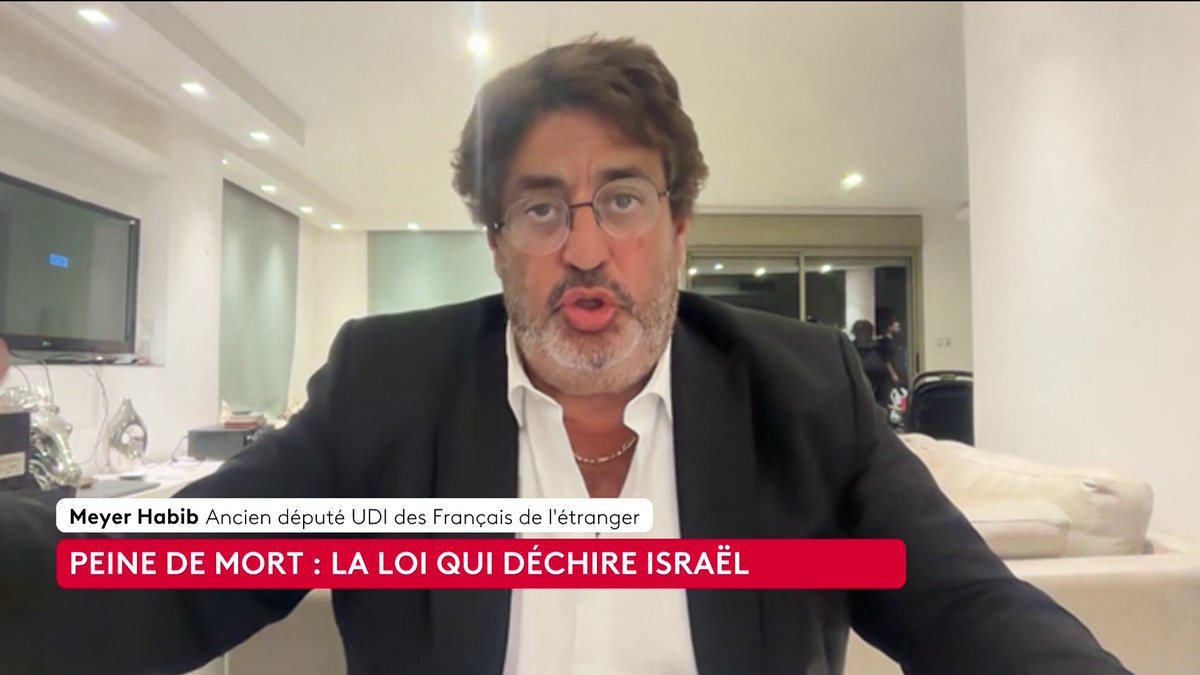 🔴 🗣️ "Israël n'est pas dans une situation normale, elle est en état de guerre absolue" : le Franco-Israélien et ancien député UDI Meyer Habib justifie l'extension de la peine de mort aux terroristes, qui cible de facto les Palestiniens. Loïc de La Mornais #SurLeTerrain #Canal16