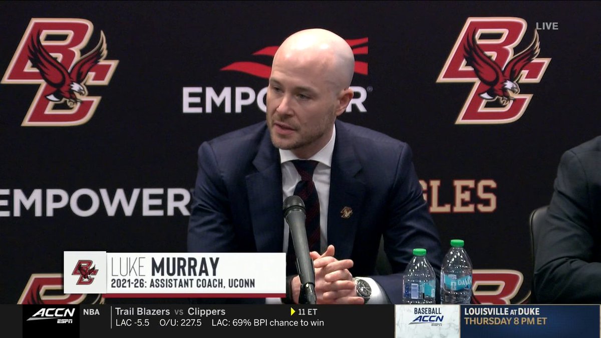 "Right now we're not winning enough games. ... My number one responsibility here is to change that." Luke Murray is ready to make an impact at BC Men's Basketball 🦅