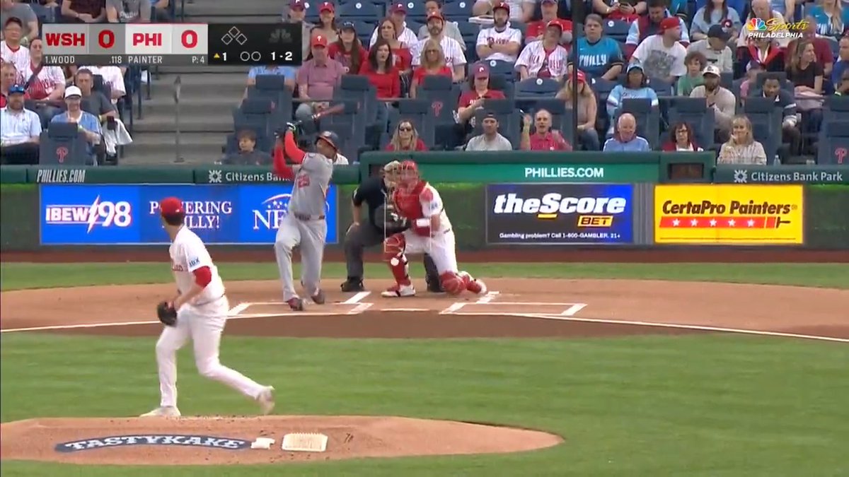 Andrew Painter strikes out the first batter he faces in the big leagues!