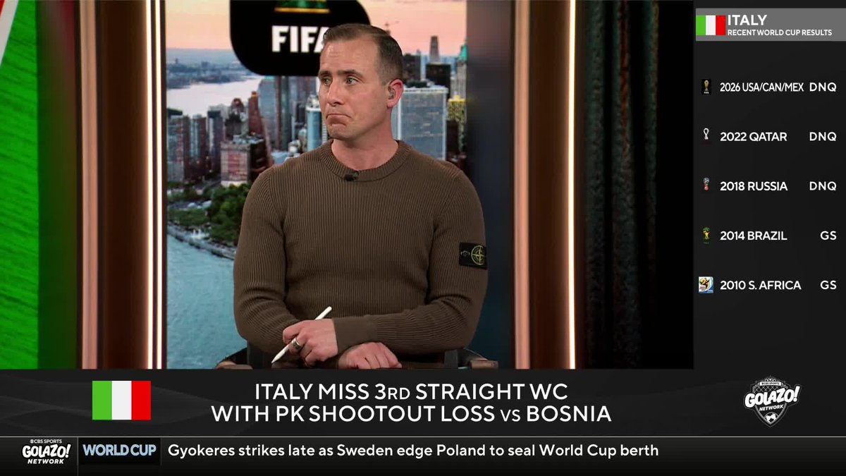 “The Italians are not producing enough talent.” 🗣️ 𝐈𝐀𝐍 𝐏𝐀𝐔𝐋 𝐉𝐎𝐘 reacts to Italy missing a third straight FIFA World Cup and breaks down what’s happening in Italian football 🇮🇹👀