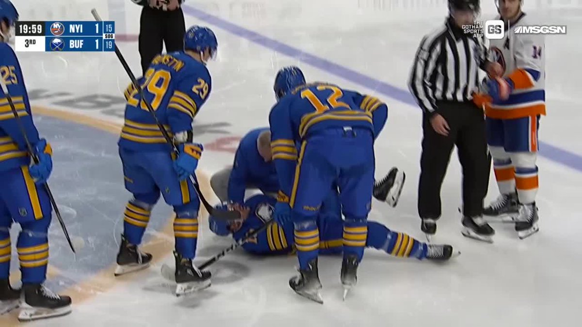 Sam Carrick appears to have seriously hurt his arm after fighting Anders Lee. Carrick dropped the gloves with Lee after Lee laid a hit on Josh Norris that took him out the game briefly.