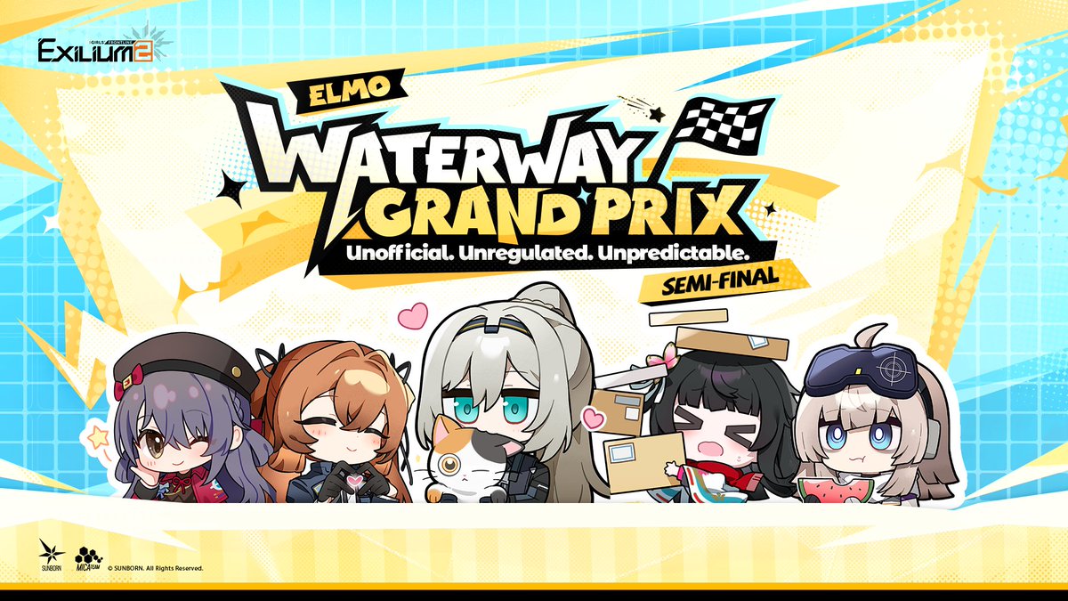 ELMO Waterway Grand Prix: Group Stage & Semi-Final Commander! Welcome to the first-ever ELMO Waterway Grand Prix! Guided by the principles of UNOFFICIAL, UNREGULATED, UNPREDICTABLE, we bring you this exciting race. Enjoy the action! P.S. Any mention of "tomorrow" during the semi-final refers to April 1st—our little April Fools' prank. 😉 Watch the full HD version: ■ Semi-Final: >> Download on mobile and PC: #GirlsFrontline2Exilium #gfl2exilium