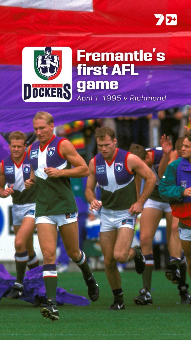 On This Day in 1995, Fremantle's first AFL match 🫡 Enjoy the Channel Seven opener to the game, some classic names, a late charge home... And Dennis Cometti signing off with the promise of 'a lot to look forward to' for Freo fans.
