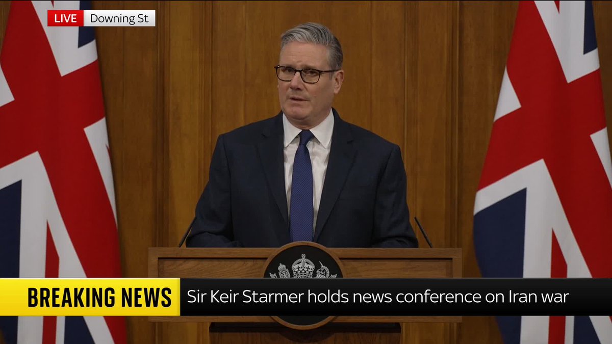 Speaking on the Iran war, Sir Keir Starmer says foreign secretary Yvette Cooper will host a meeting this week aimed at pushing "as one for maritime security across the Gulf". Latest: 📺 Sky 501 and YouTube