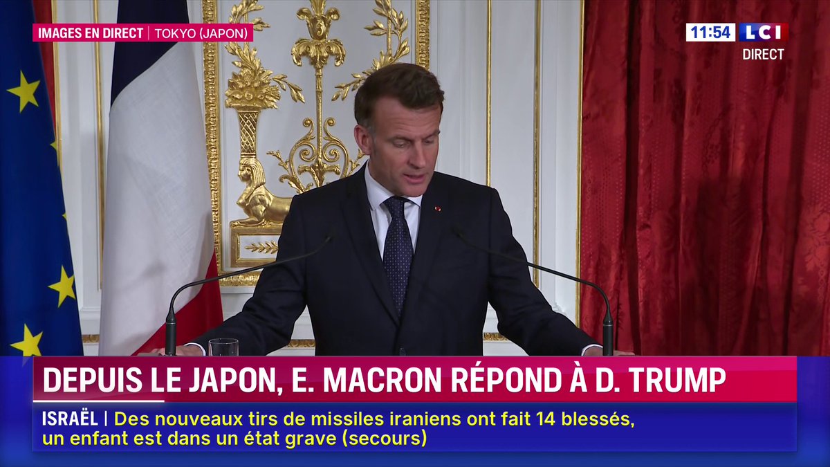 🔴 "Nous croyons au droit et à l'ordre international", déclare Emmanuel Macron, en visite officielle au Japon