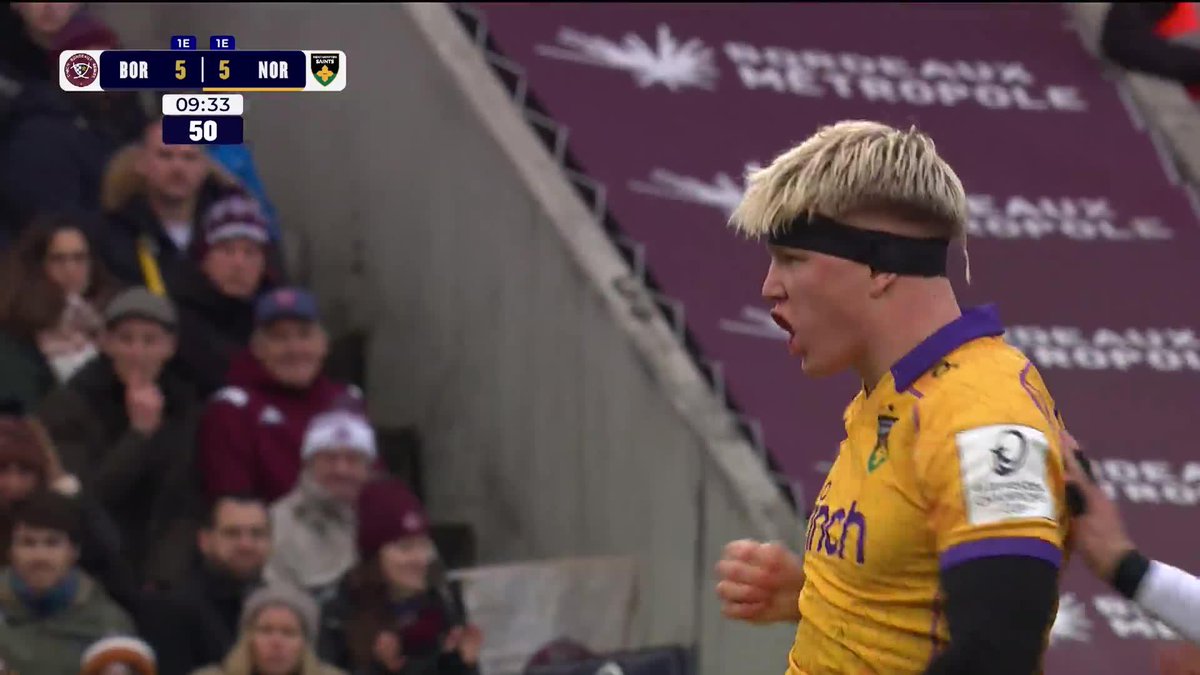 Henry Pollock at his brilliant best against Bordeaux Bègles back in January 👏 Will the Northampton Saints 😇 ace produce similar magic against another French side this Friday night? 👀 #InvestecChampionsCup