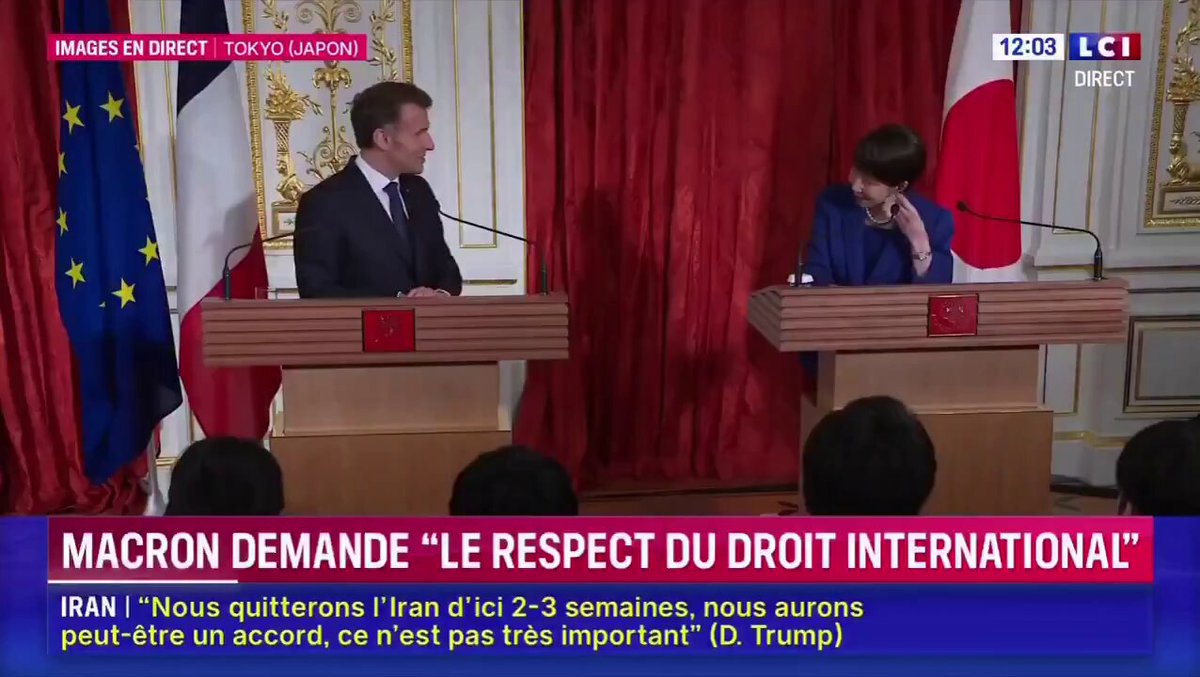 France’s President Macron &amp; Japan’s Prime Minister Takaichi did a Kamehameha gesture to conclude their meeting at Tokyo Press Conference!