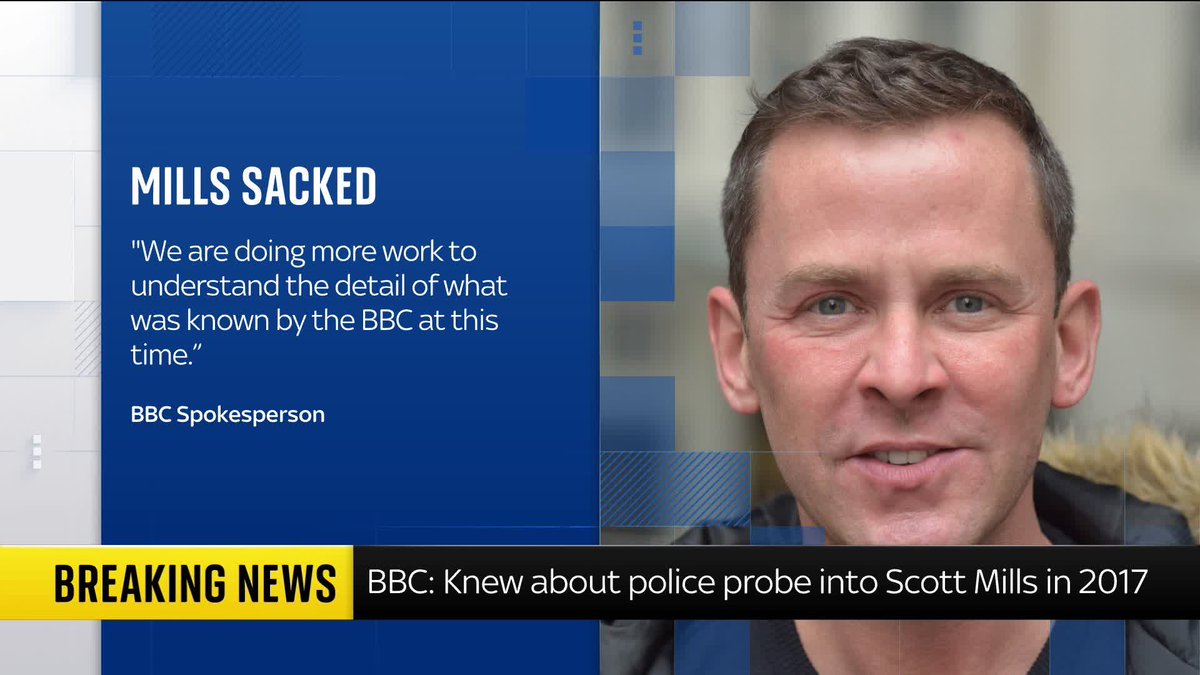 BREAKING: The BBC knew about a police probe into DJ Scott Mills in 2017 but sacked him after receiving "new information" in the weeks before he was dismissed. 📺 Sky 501 and YouTube