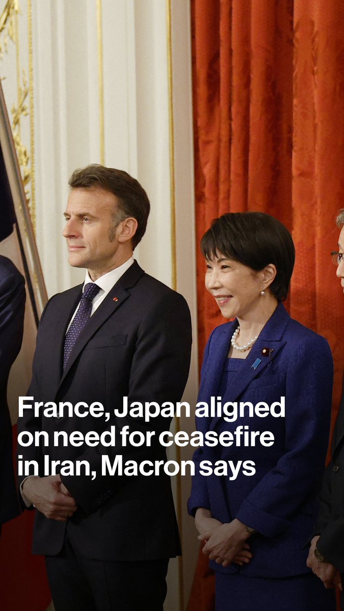 In a joint news conference with Japanese Prime Minister Sanae Takaichi, French President Emmanuel Macron said the two countries agreed on the need for a ceasefire in Iran and safe passage for shipping in the region