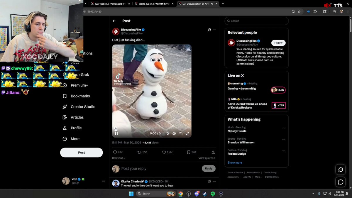 xQc instantly regretted scrolling down on Twitter 💀