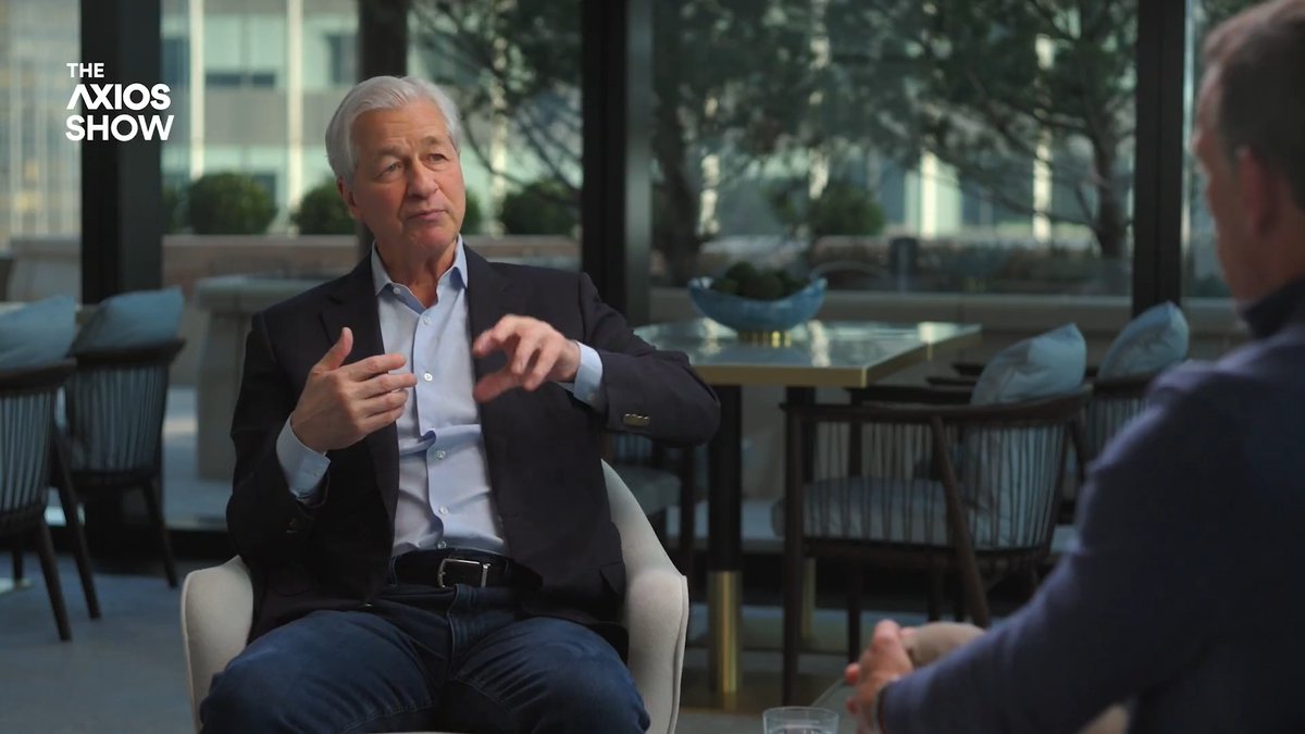 🏦 WATCH: JPMorgan Chase CEO Jamie Dimon joins Jim VandeHei on a new episode of THE AXIOS SHOW. Dimon dives in on: • CEO silence under Trump • Why the Iran war is justified • Pinning blame over Epstein