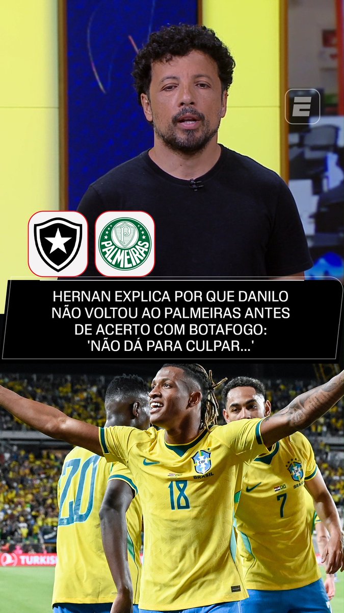O Hernan disse que o Palmeiras não queria pagar pelo Danilo, mais do que tinha vendido pro próprio Nottingham Forest. Corta pra Leila Pereira pagando pelo Artur, mais do que vendeu pro Red Bull Bragantino ▶️ SportsCenterBR