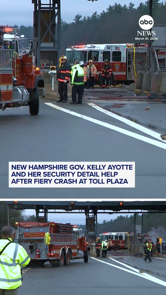 New Hampshire Gov. Kelly Ayotte and her security detail were among those who assisted in a fiery crash at a New Hampshire toll plaza on Tuesday — helping pull the driver from the burning vehicle, according to state police.