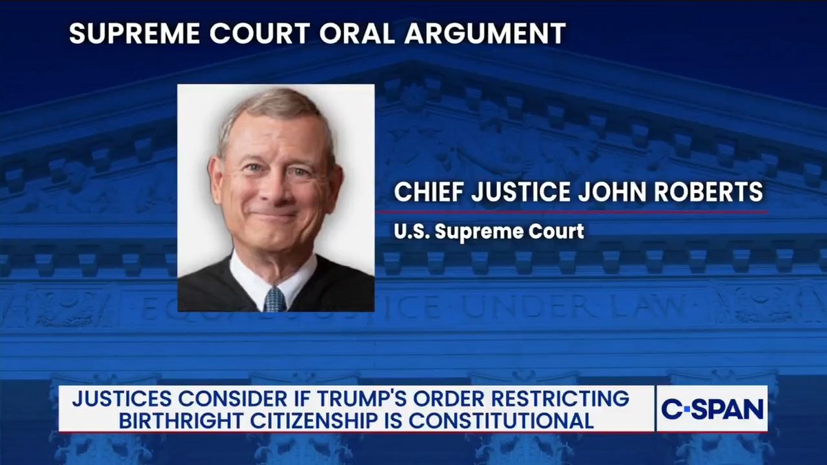 Chief Justice Roberts probes Solicitor General Sauer on salience of "birth tourism" in birthright citizenship case: "You do agree that has no impact on the legal analysis before us?" Sauer: "We're in a new world now." Roberts: "It's a new world, it's the same Constitution."