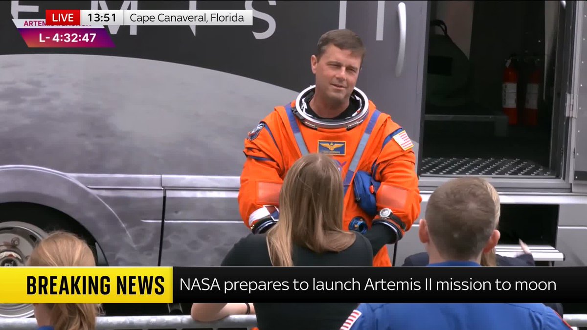 The Artemis II astronauts have said goodbye to friends and families as they prepare for their historic mission to the moon's orbit. Thomas Moore reports. 📺 Sky 501, Virgin 602, Freeview 233 and YouTube