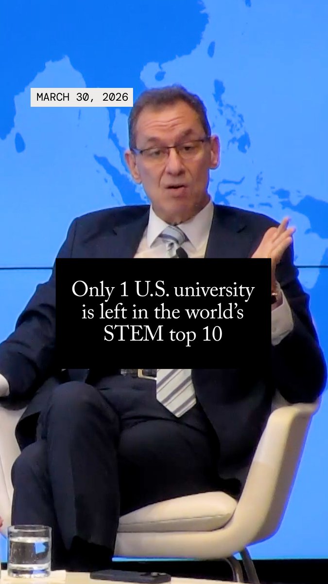 “5 years ago, in the top 10 would be 8 U.S. universities, 1 from France, and 1 from Germany and/or the UK, depending on the count. Right now, if you see the same index in 2025, 8 of the top are Chinese and only 1—Harvard—remains,” says Albert Bourla, chairman and CEO of Pfizer, Inc. Bourla refers to the Nature Index, a ranking of universities and institutions by their contributions to high-quality scientific research in the natural sciences. 🔗 Watch the full conversation: