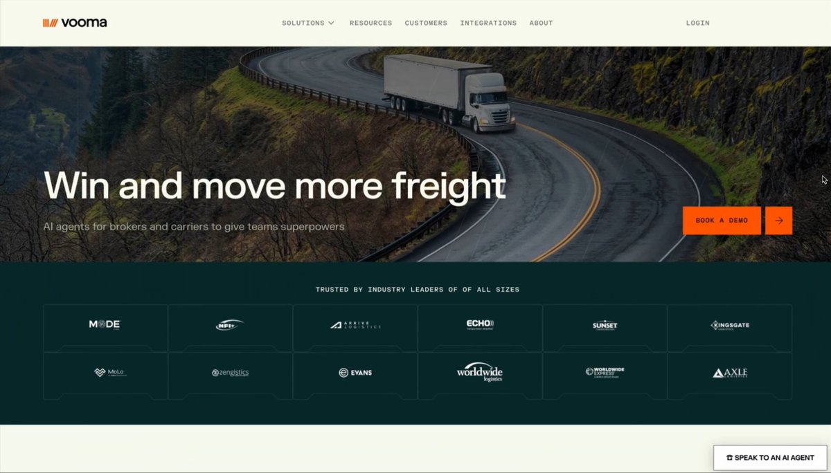 100x increase in traffic 🤯 That’s what happened after Vooma launched their new site in Webflow. Vooma is one of the fastest-growing AI companies in logistics, building agents that automate freight operations for brokers and carriers nationwide. They needed a digital presence that reflected that momentum. The new does exactly that. From high-impact visuals to custom animations and a seamless build, every detail was crafted to elevate the brand and turn the site into a true growth engine. #MadeInWebflow, start to finish in just 8 weeks. Kudos to the team that brought the site to life: Brand: Primary Web Design: Tim Boros Creative Direction: Benten Woodring Development: Devin Fountain Animation: Valerio Vazquez