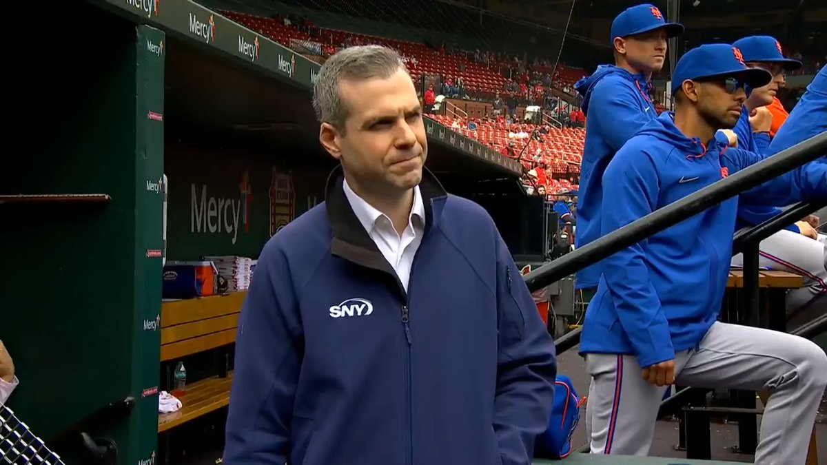 Mets pitching coach Justin Willard was hit by a ball in the dugout