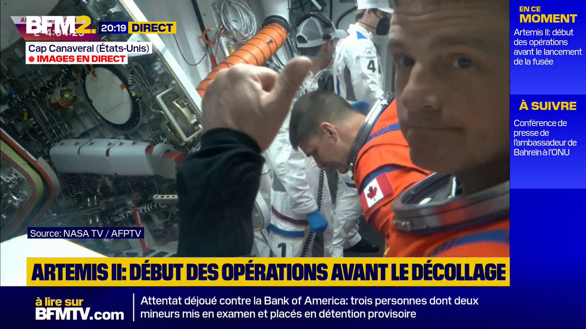 Mission lunaire Artemis 2: l'équipage arrive dans la capsule Orion #BFM2