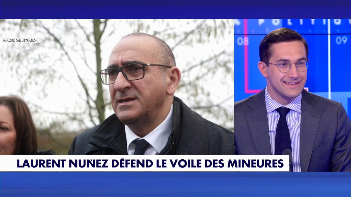 Alors que le ministre de l'Intérieur a défendu le port du voile chez les mineures, Jules Torres réagit : «Laurent Nunez appartient à une famille politique pour qui l'islamisation de la société n'est pas grave», dans #100Politique