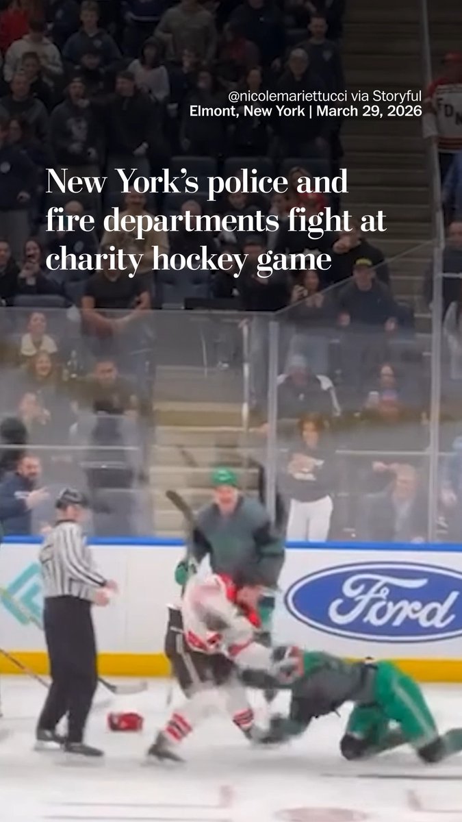 At a charity hockey game between the New York Police Department (NYPD) and the New York City Fire Department (FDNY), players got into two brawls.