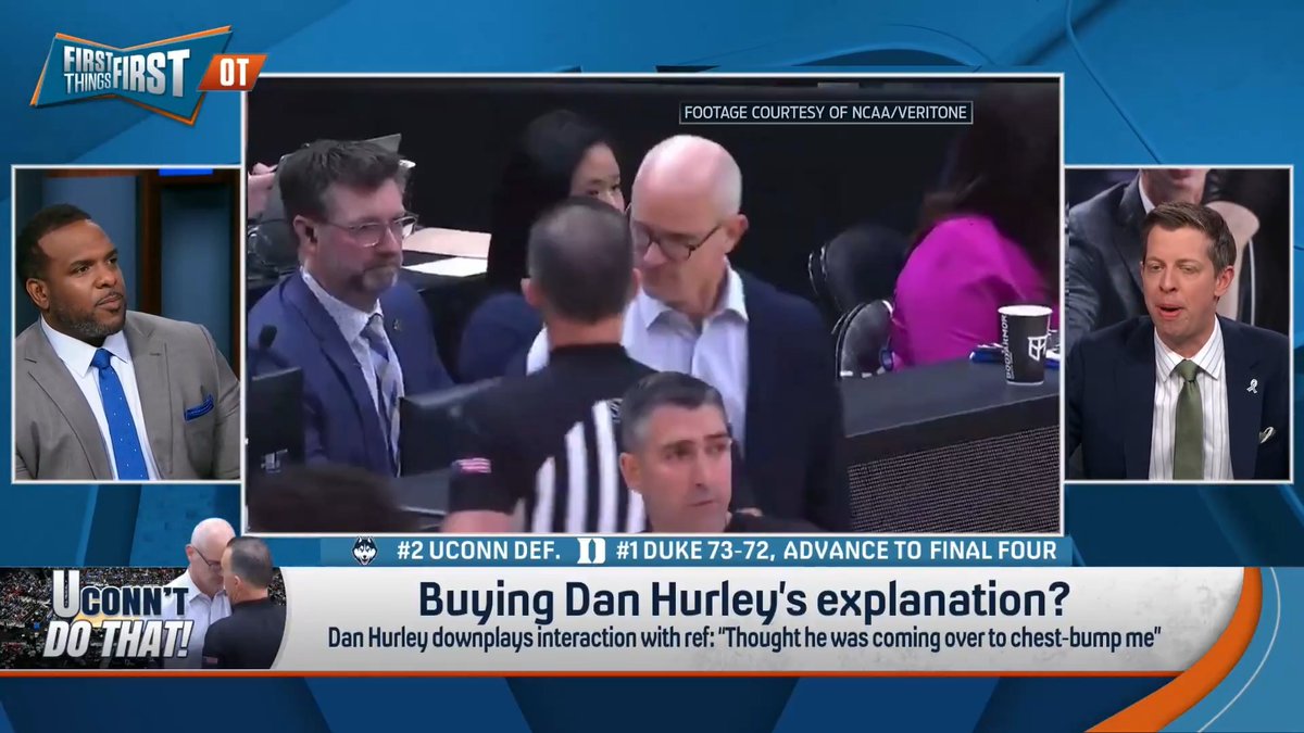 .Danny Parkins: “[Was there] at least a 1% chance that [Dan Hurley] could’ve gotten a technical foul for that?” Willie Colon: “He could have.” Danny: “Then it’s completely unacceptable.” Willie: “No! The timing matters!” Danny: “Yeah, his timing makes it worse.”