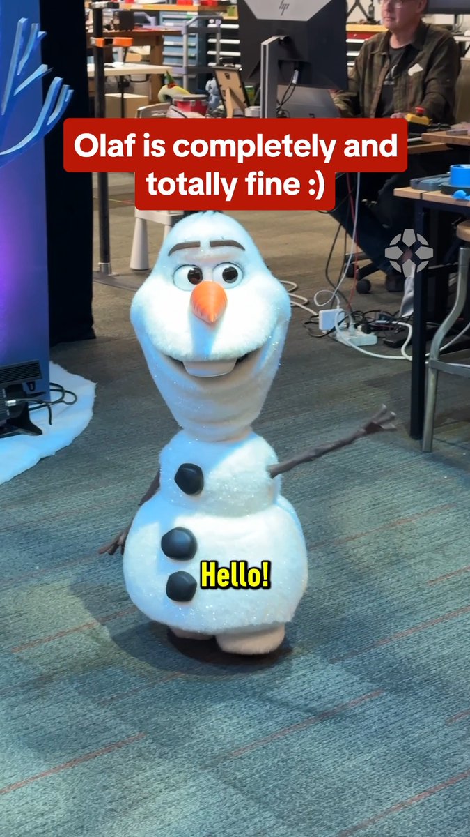 Olaf walking around the Walt Disney Imagineering office :)