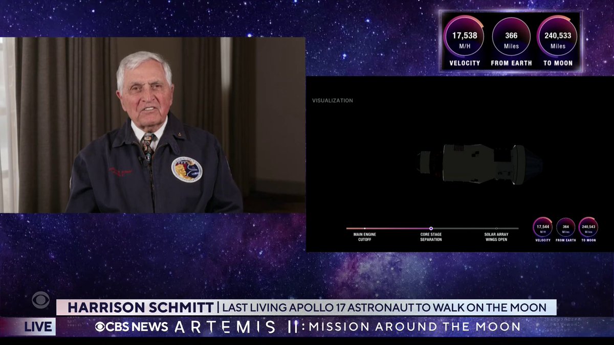 “I certainly enjoyed the visual feeling of it again,” says Harrison Schmitt, the last living Apollo 17 astronaut to walk on the moon, on the successful Artemis II launch. “It's just very special.”