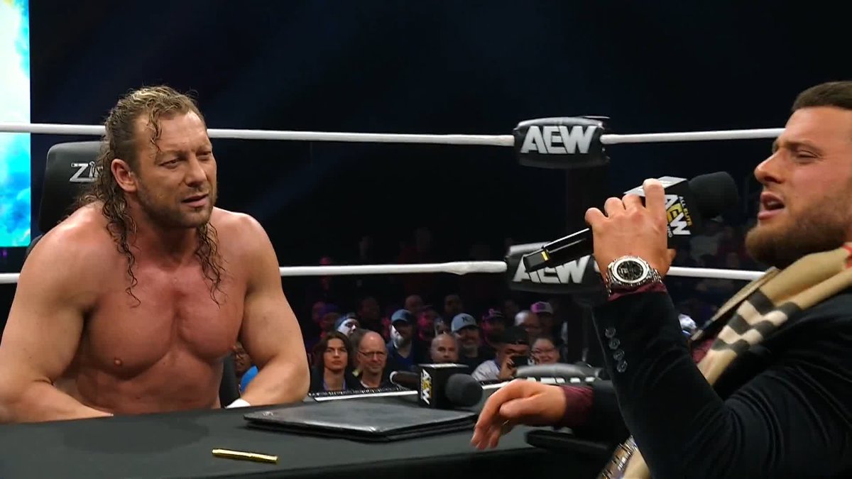 MJF says that scans from doctors show that Kenny Omega’s stomach is a ticking time bomb... that his intestines could explode anytime, anywhere. MAX MENTIONED KOTA IBUSHI AS WELL AND THEN WISHED KENNY DIED.