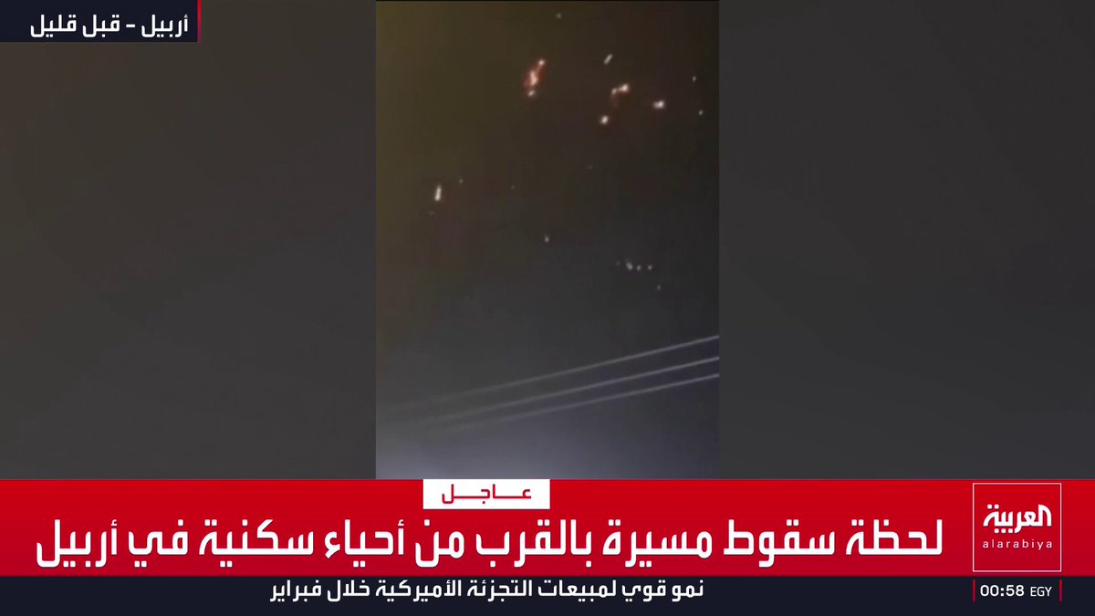 🚨🇮🇶 Video caught the moment a drone crashed right next to homes in Erbil, Iraq.