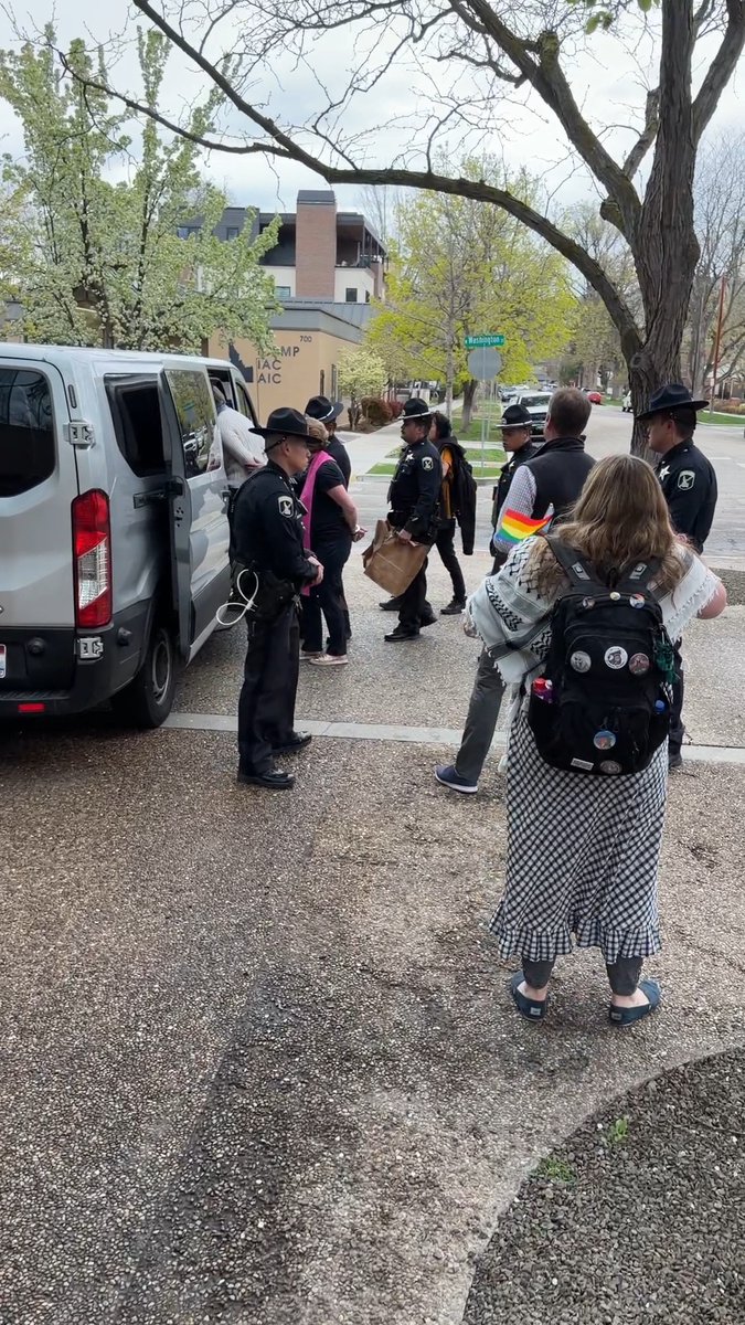 Protestors arrested after a staged sit in, and sing in, at Governor Little’s office following his signing of the transgender bathroom bill. #Idahonews