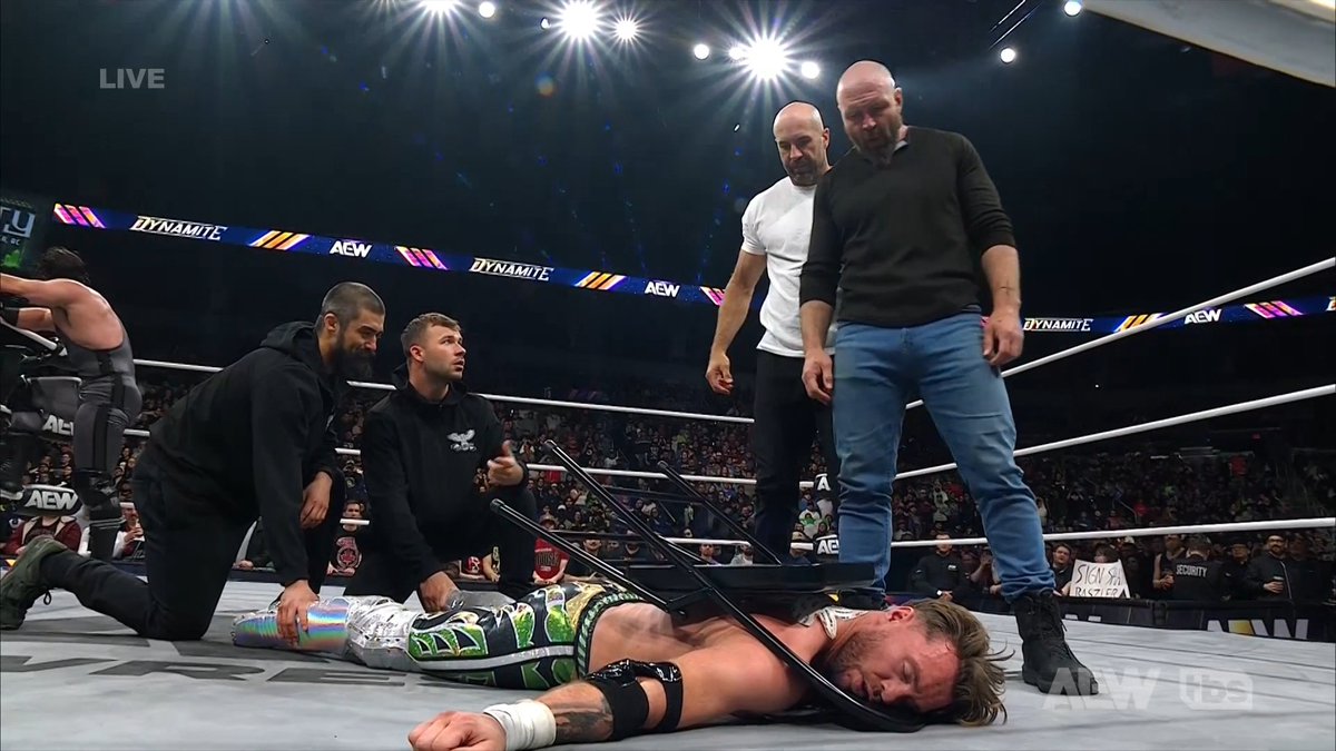 "Don't make it personal" ...may be a bit too late for that as Jon Moxley and the Death Riders leave Will Ospreay with a warning ahead of #AEWDynasty #AEWDynamite is LIVE on TBS and HBO Max