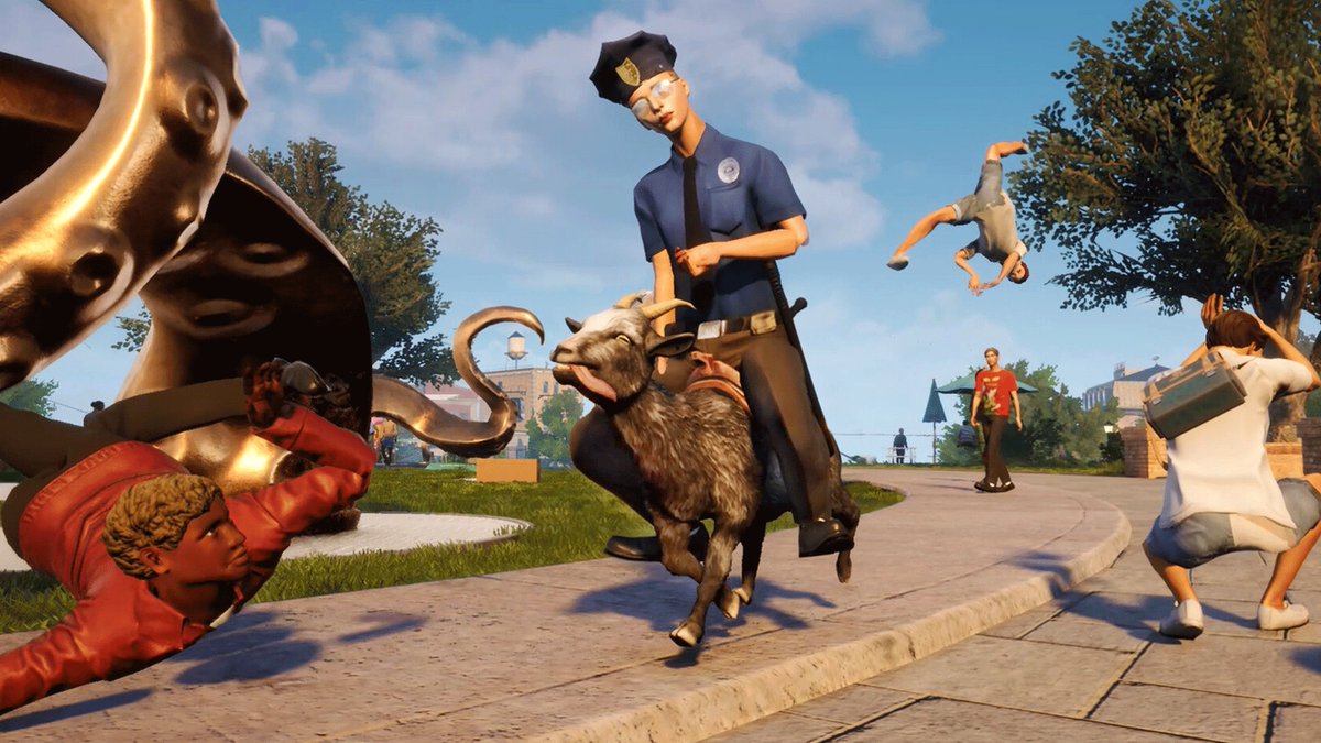 Gather the herd to compete in mini-games, explore a variety of locations, and engage with pure chaos in Goat Simulator 3 for Nintendo Switch 2! 🐐