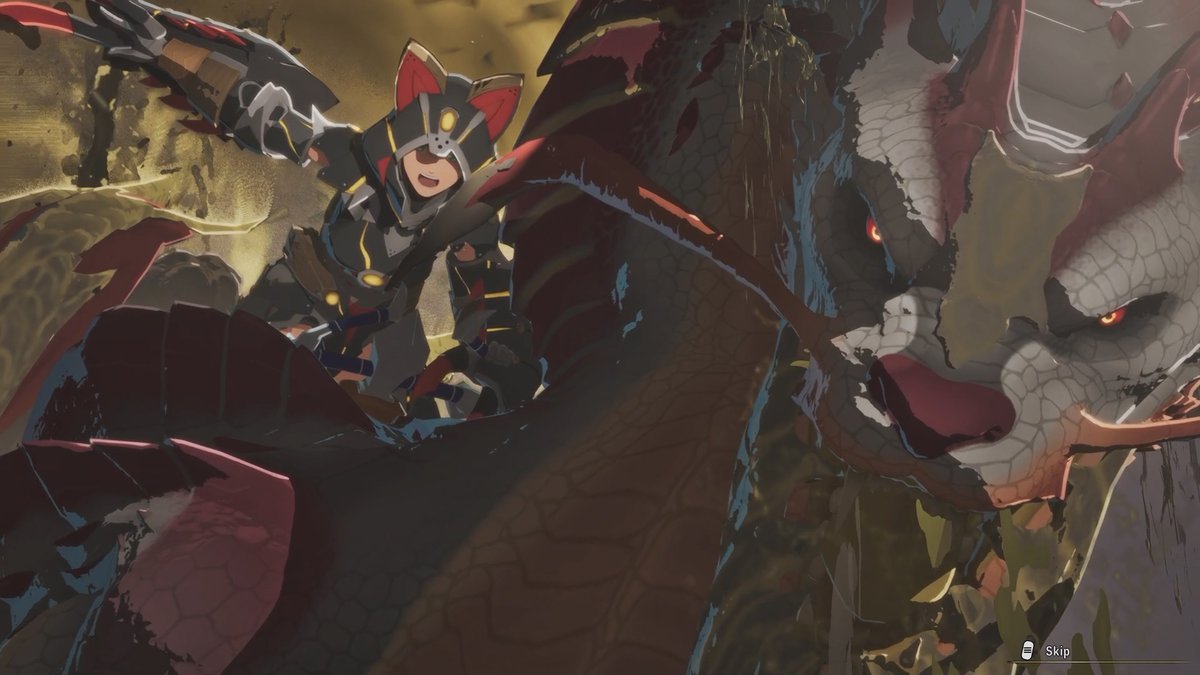 Almudron rises to the occasion with a Dragon infused Dual-Element look. Rejoice as Anjanath gets to experience what going up against a wall feels like! #MHStories3