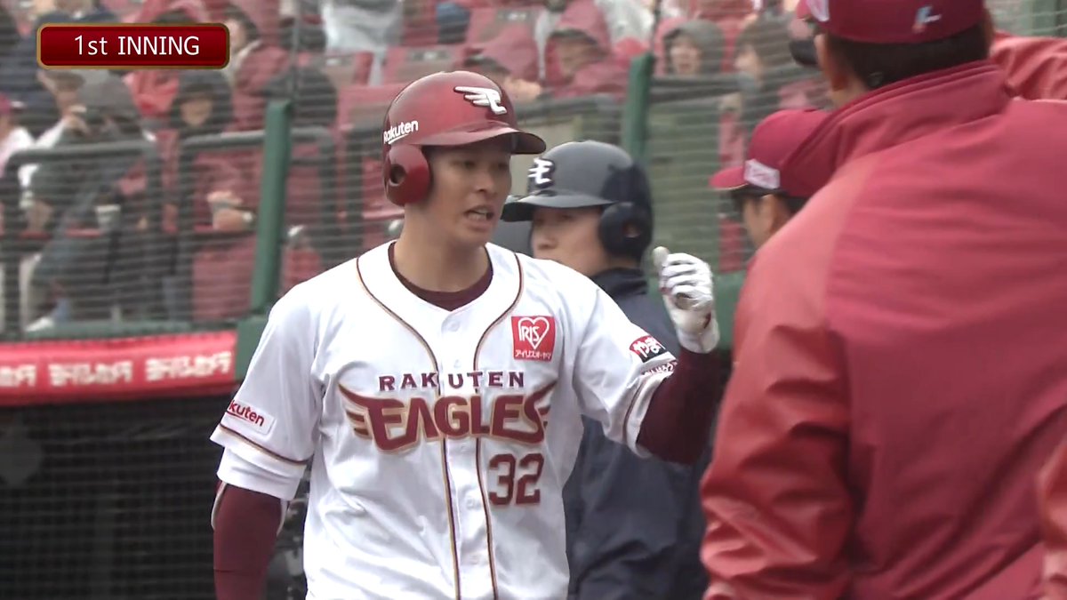 【1回裏：E 1-0 H 】 #中島大輔 選手、先制ホームラン！ ■中島選手コメント 打ったのはストレート。 先制できて良かったです。 初回なのでまだまだ打てるように頑張ります。 （ニコ） #RakutenEagles #強鷲革新