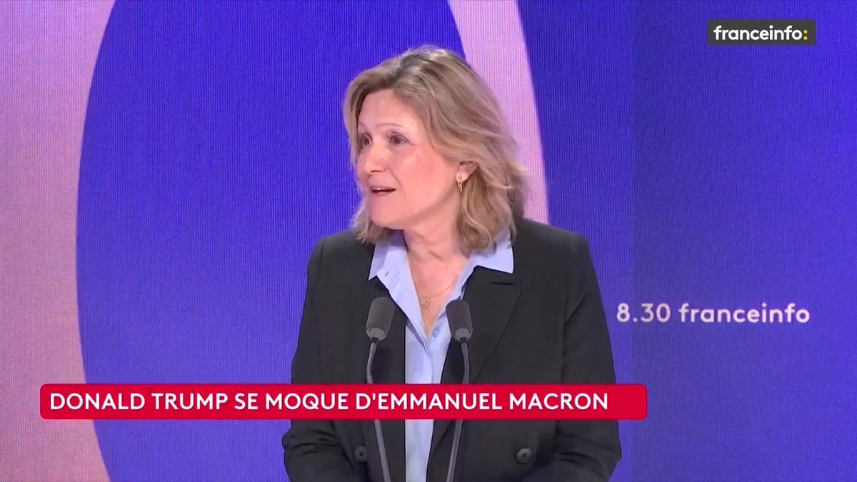 🔴 Donald Trump se moque d'Emmanuel Macron ➡️ "C'est pas au niveau. Je vois pas ce que ça apporte. [...] C'est pas un spectacle, la politique", déclare Yaël Braun-Pivet, présidente de l'Assemblée nationale.