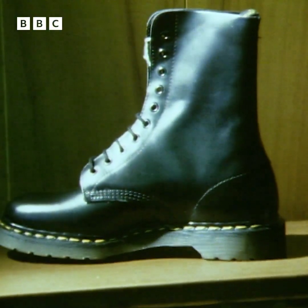 #OnThisDay 1985: Regional youth programme RPM celebrated the 25th anniversary of Dr Martens boots by inviting DM wearers Alexei Sayle and musician Paul King to reflect back on the cultural impact of this iconic footwear brand. Other sturdy footwear is available.