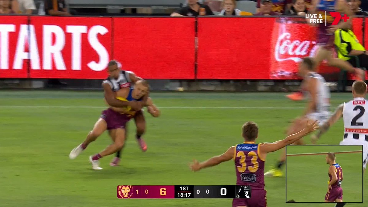 You cannot convince me that the ‘ducking into a tackle’ rule isn’t umpired on reputation 80% of the time. Jack Ginnivan wouldn’t get this free kick if he was decapitated. #AFL #AFLLionsMagpies