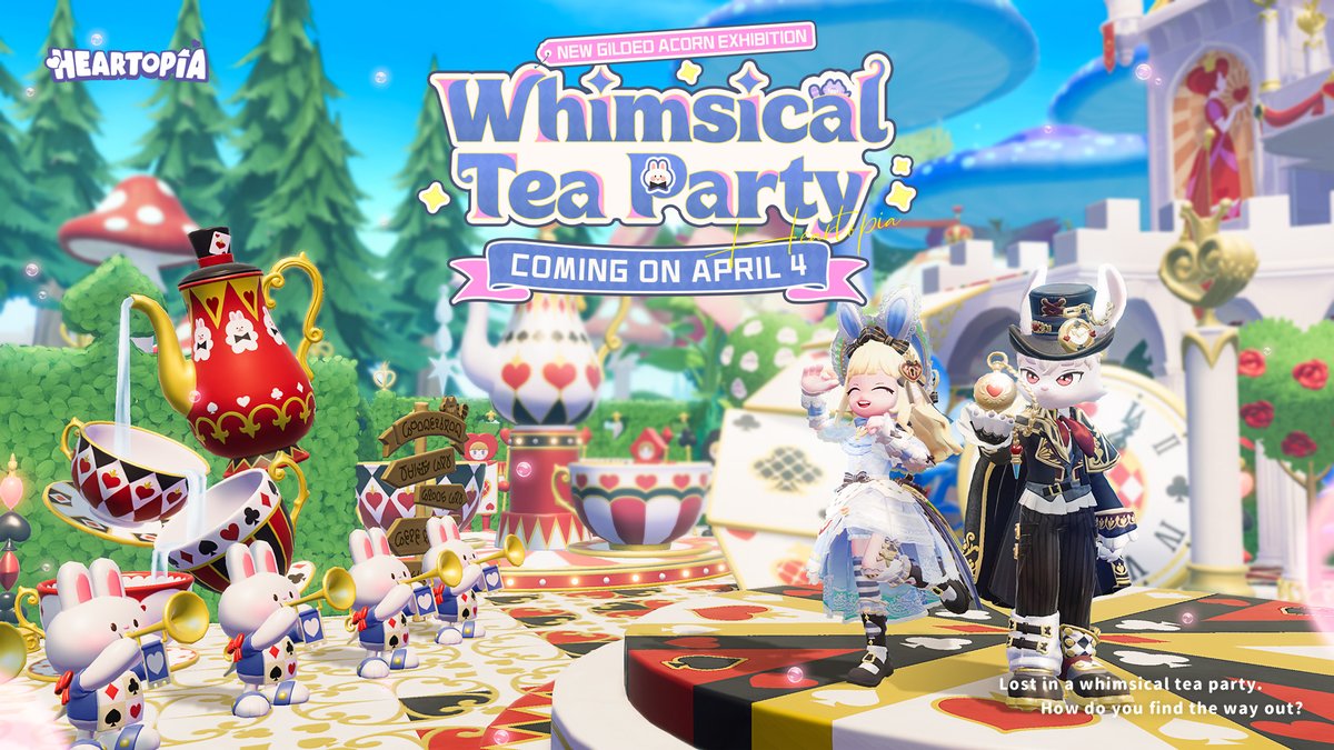 Gilded Acorn Exhibition | Whimsical Tea Party PV Lost in a whimsical tea party. How do you find the way out? 🐰🎩 New Gilded Acorn Exhibition: Whimsical Tea Party will be released on April 4. #heartopia #GildedAcornExhibition