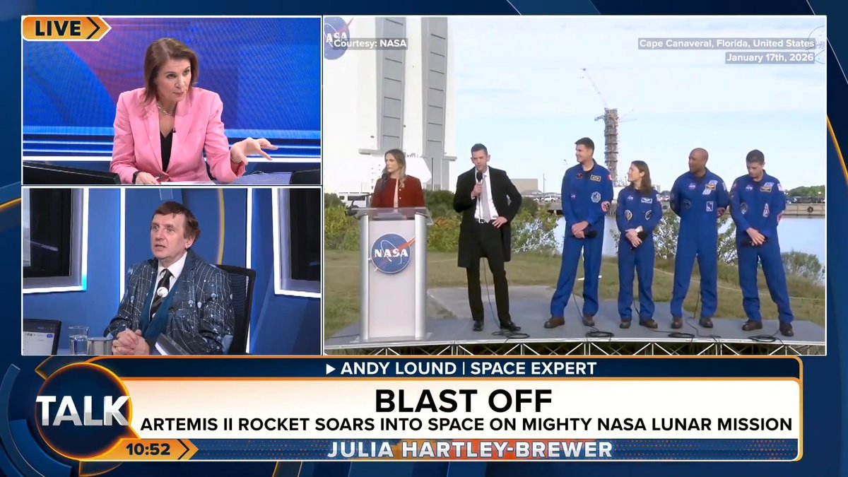 🚨"Raw materials and rare metals. Understanding the Earth's own evolution, and it will be a stepping stone to going beyond into the solar system and on to Mars." Space expert Andy Lound explains why the Artemis II Moon mission matters. Julia Hartley-Brewer