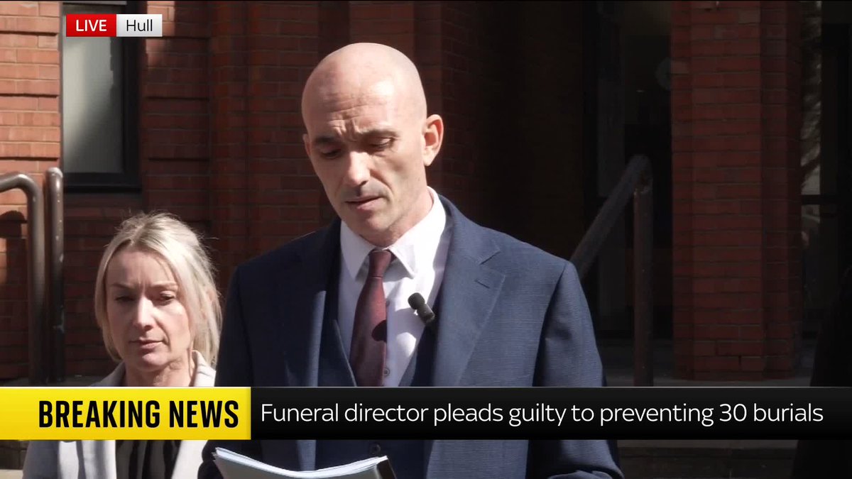 "The distress and devastation that this has caused for those families is simply unimaginable." Humberside Police Detective Superintendent, Alan Curtis, reacts after funeral director Robert Bush changes pleas to admit to preventing 30 burials. 📺 Sky 501