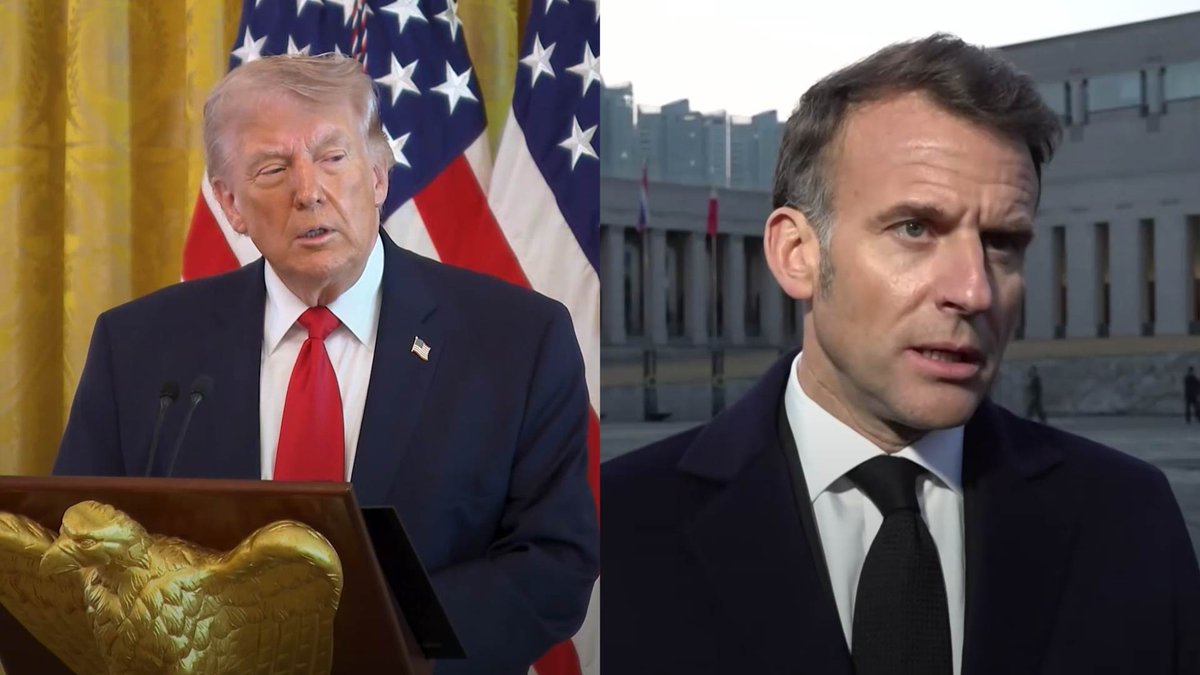 Trump se burla de los "malos tratos" que da a Macron su esposa: "AÚN SE ESTÁ RECUPERANDO DEL DERECHAZO EN LA MANDÍBULA" y Macron RESPONDE A LOS COMENTARIOS de Trump.