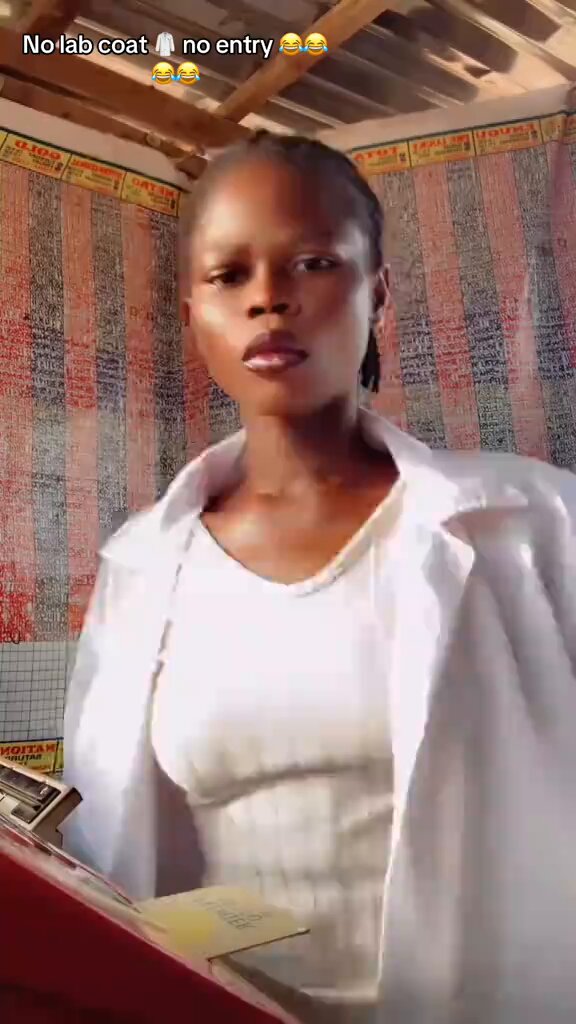 "All the 'no lab coat, no entry,' and we still can't find a decent job. Here I am using the lab coat to work as a Baba Ijebu agent" - Nigerian lady fumes.