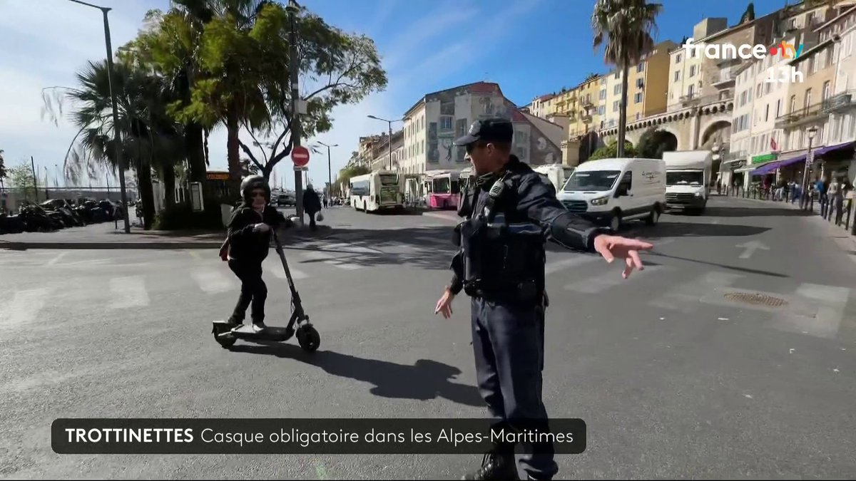 À compter du jeudi 2 avril, les utilisateurs de trottinettes motorisés devront être équipés d’un casque et d’un gilet réfléchissant, en raison de l'arrêté qui vient d'être annoncé par le préfet des Alpes-Maritimes. Il invoque une explosion du nombre d'accidents. #JT13H