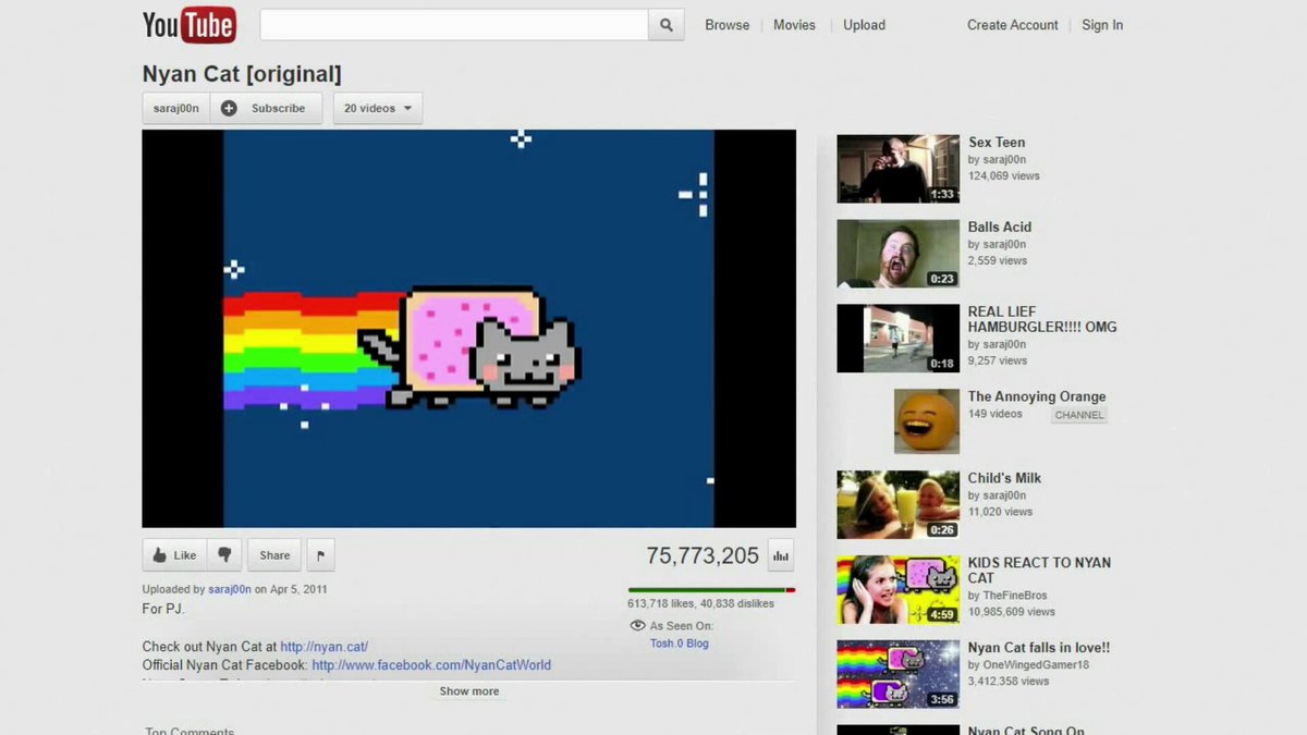 Happy 15th birthday, Nyan Cat meme. In April 2011, the Nyan Cat video was uploaded to YouTube. Nyan Cat on YouTube in 2012