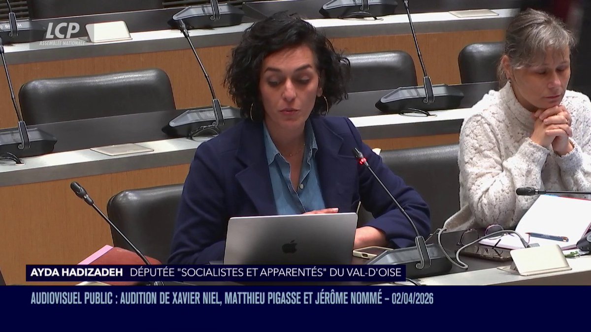 "Je n'ai pas choisi de démissionner de cette commission d'enquête, contrairement à une autre députée qui n'y a pas mis les pieds, mais parfois, je me demande ce qu'on fait là, si on participe à enquêter pour renforcer l'audiovisuel public, ou bien à lui nuire", confie Ayda Hadizadeh Députée.